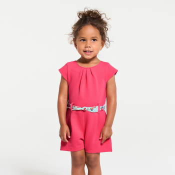 أفرول قصير فاخر مع حزام زهري للفتاة الرضيعة